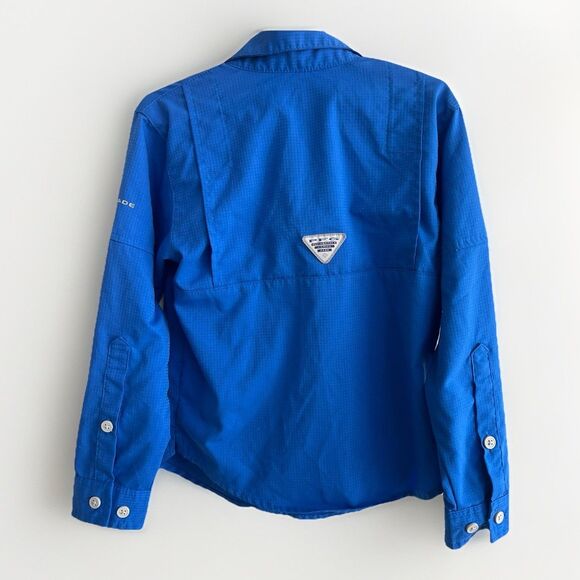 Columbia PFG Bahama Shirt Boys Size XXS 4/5 White Cap Blue Fishing Long Sleeve - Picture 3 of 3